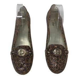 Anne Klein iflex snake print leather flat loafers shoes size 7.5